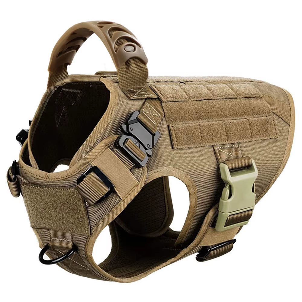 Large Dog Harness Collar Leash Molle Pouches Pet German Shepherd Malinois Training Walking Vest Dog Harnesses for Medium Dogs