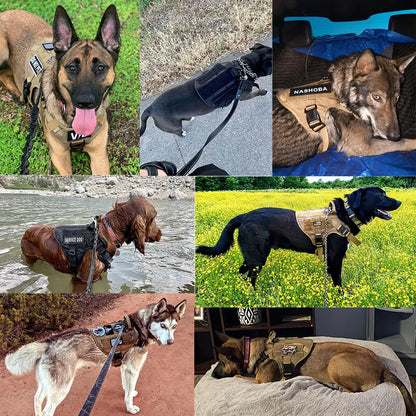 Large Dog Harness Collar Leash Molle Pouches Pet German Shepherd Malinois Training Walking Vest Dog Harnesses for Medium Dogs