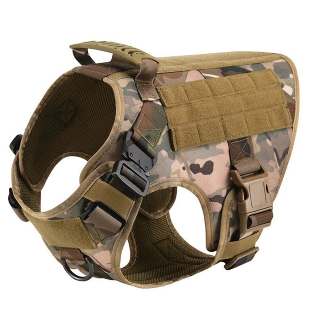 Large Dog Harness Collar Leash Molle Pouches Pet German Shepherd Malinois Training Walking Vest Dog Harnesses for Medium Dogs