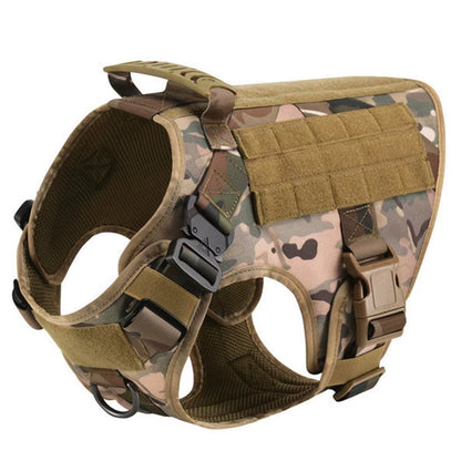 Large Dog Harness Collar Leash Molle Pouches Pet German Shepherd Malinois Training Walking Vest Dog Harnesses for Medium Dogs