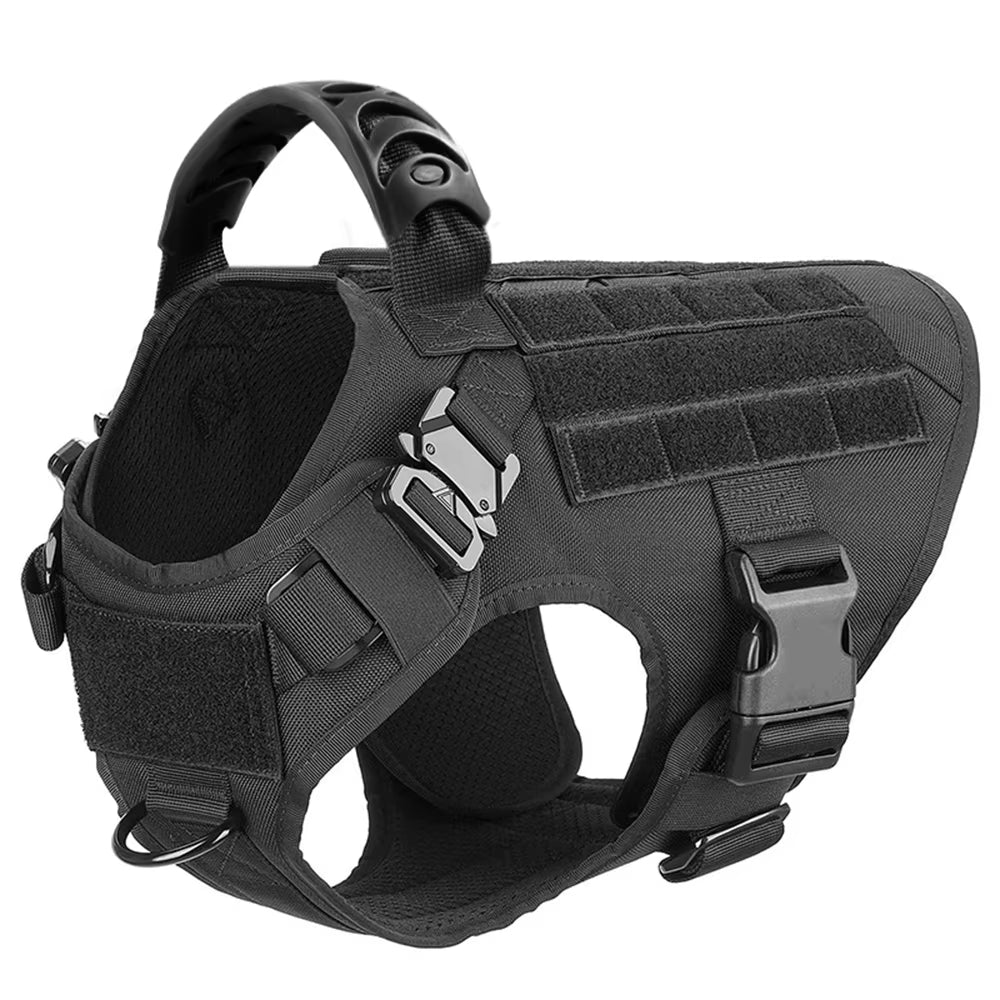 Large Dog Harness Collar Leash Molle Pouches Pet German Shepherd Malinois Training Walking Vest Dog Harnesses for Medium Dogs