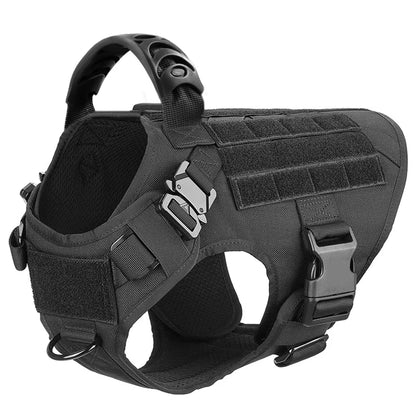 Large Dog Harness Collar Leash Molle Pouches Pet German Shepherd Malinois Training Walking Vest Dog Harnesses for Medium Dogs