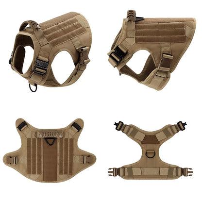 Large Dog Harness Collar Leash Molle Pouches Pet German Shepherd Malinois Training Walking Vest Dog Harnesses for Medium Dogs
