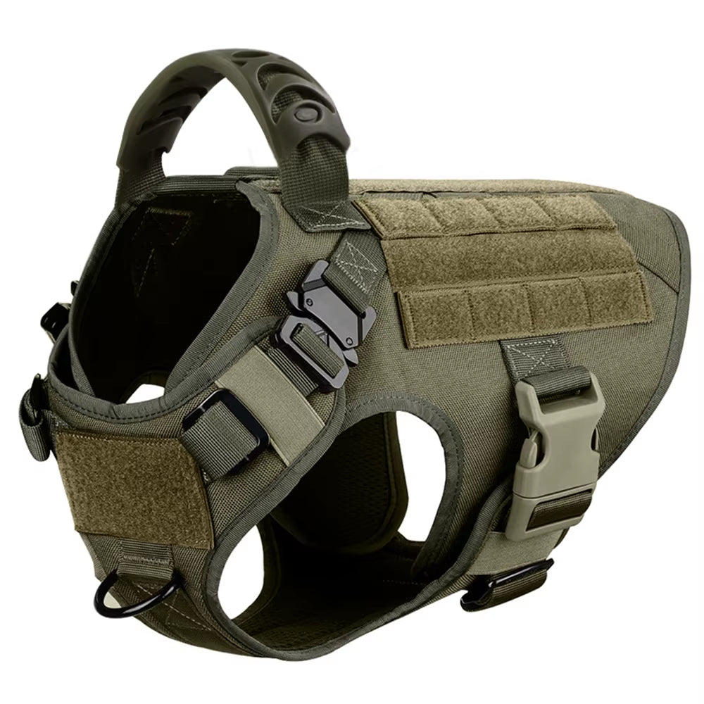 Large Dog Harness Collar Leash Molle Pouches Pet German Shepherd Malinois Training Walking Vest Dog Harnesses for Medium Dogs