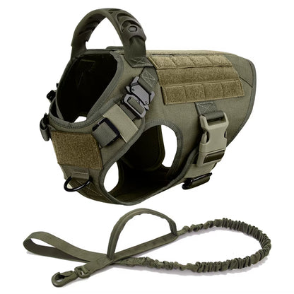 Large Dog Harness Collar Leash Molle Pouches Pet German Shepherd Malinois Training Walking Vest Dog Harnesses for Medium Dogs