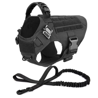 Large Dog Harness Collar Leash Molle Pouches Pet German Shepherd Malinois Training Walking Vest Dog Harnesses for Medium Dogs